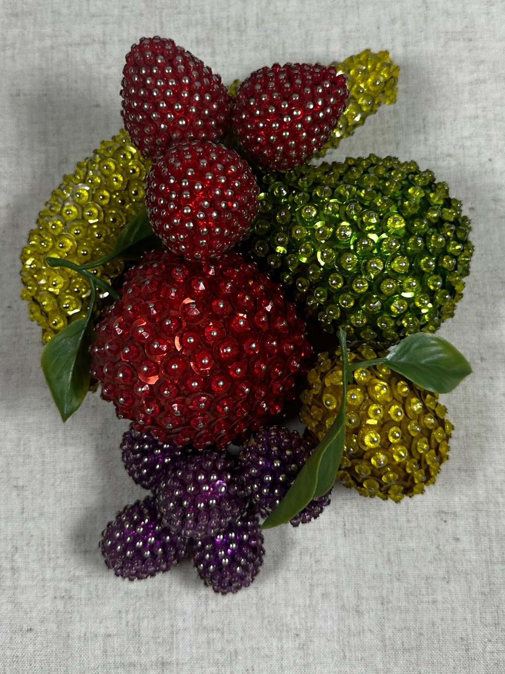 Vintage Mid Century Beaded Sequined Fruit